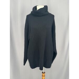 Claudine Sweater Womens Medium Black Lambswool Angora Turtleneck Quiet Luxury